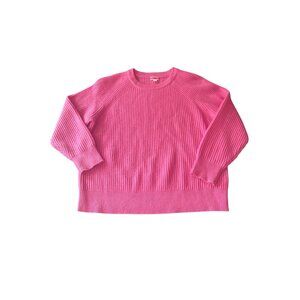 J. Crew Womens 100% Cashmere Ribbed Sweater S Pink Raglan Sleeve